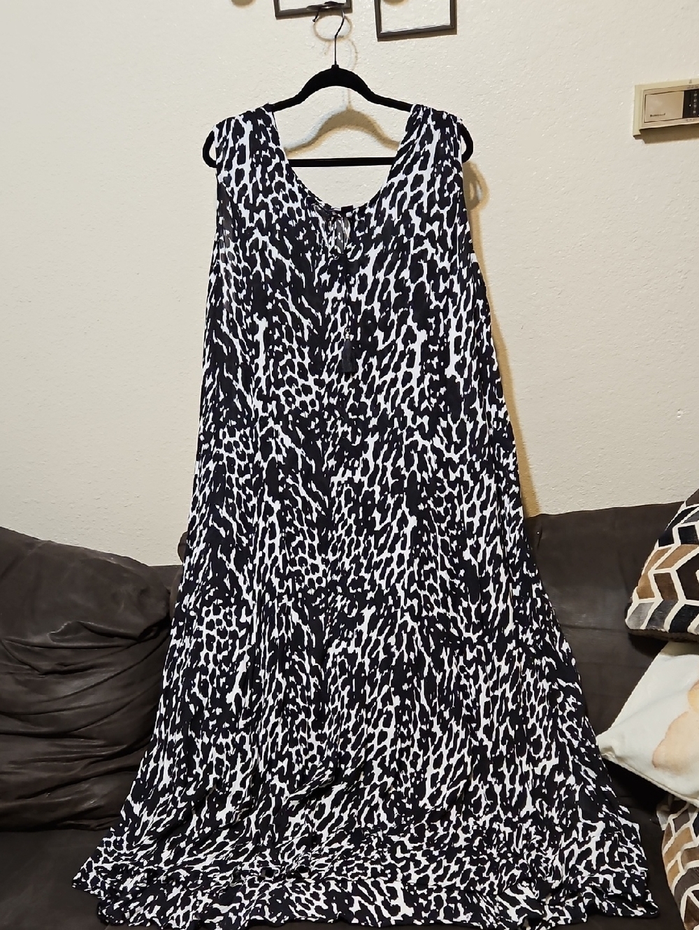 Roaman's Black & White Animal Print Maxi Dress